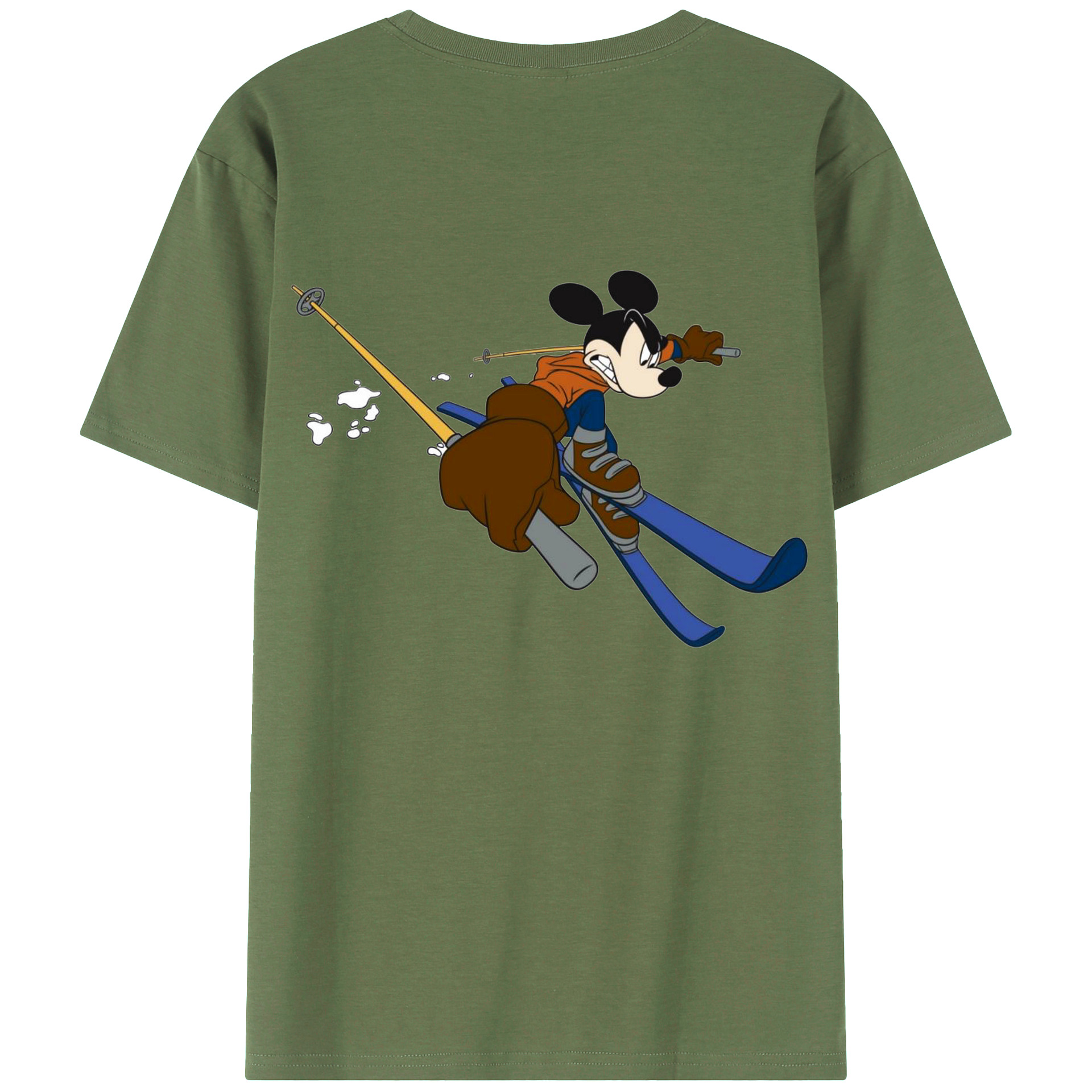 ミッキーマウス Mickey Mouse 綿100％ メンズ半袖Tシャツ（バックプリント） 通気性